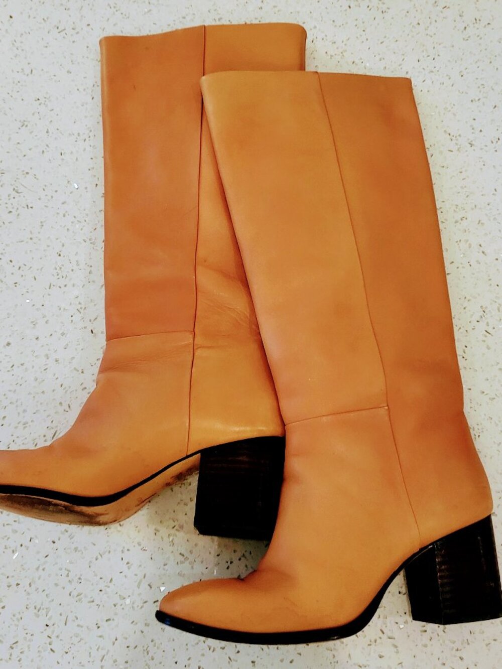 J. CREW Tall Slouch Leather Willa Boots in Burnished Sand Size 7.5